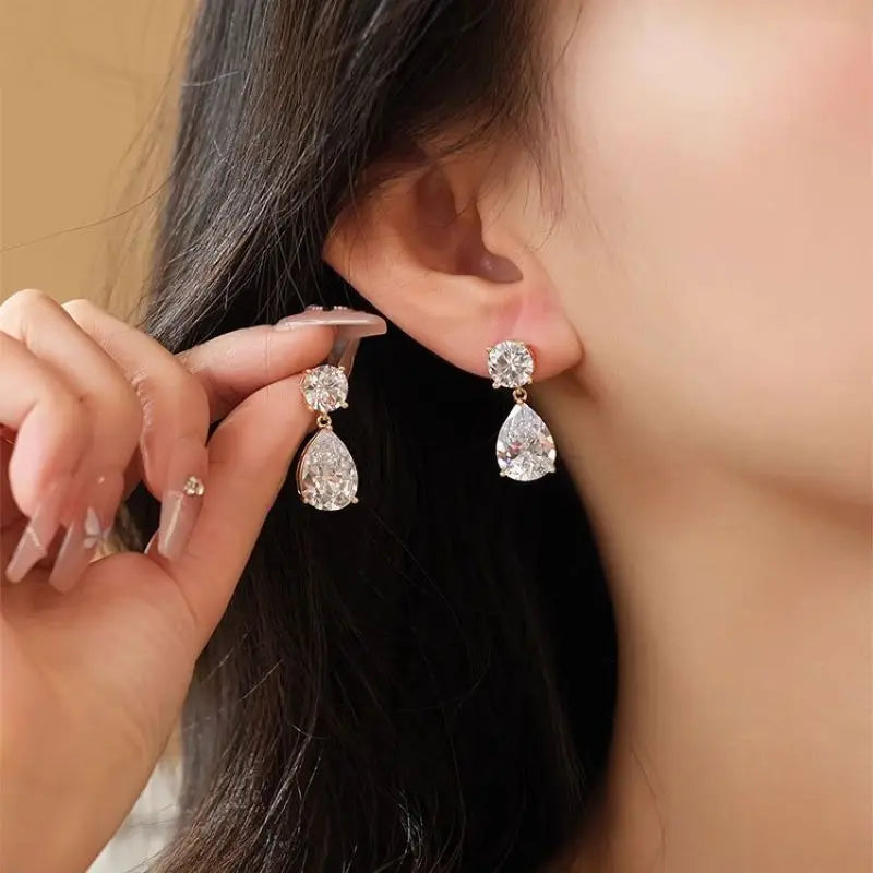 Pendientes de gota 100% auténticos de moissanita completa Certificado GRA Plata S925