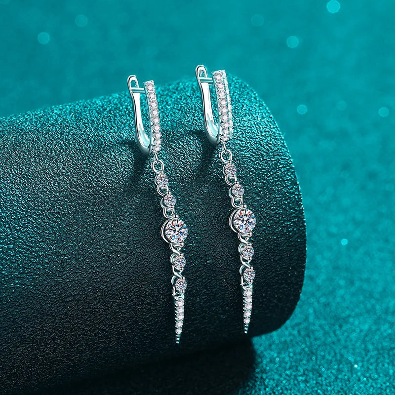 1.118 ct D Color Moissanite S925 Silver Drop Earring