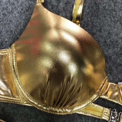Sexy Metallic Brazilian Bikini Push Up Silver Golden