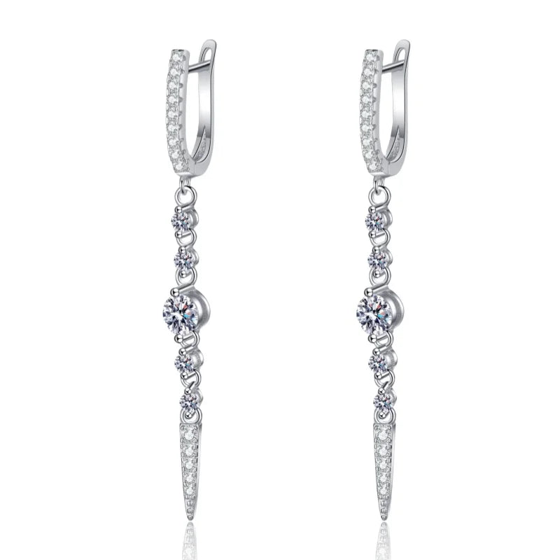 1.118 ct D Color Moissanite S925 Silver Drop Earring