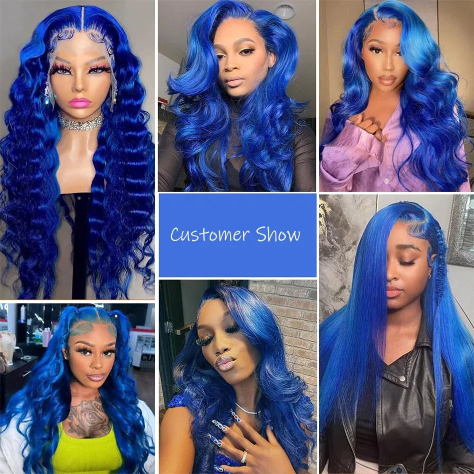 Navy Blue Lace Front Body Wave Human Hair