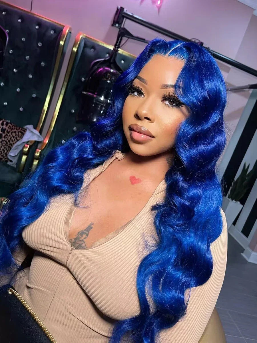 Navy Blue Lace Front Body Wave Human Hair