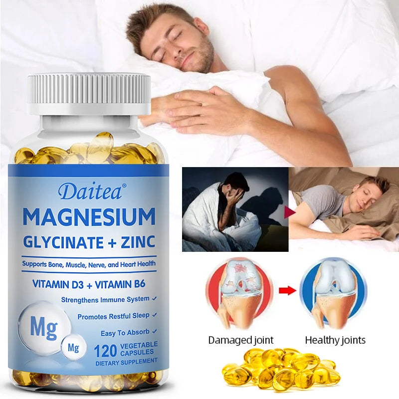 Daitea Magnesium and Zinc Capsules - Magnesium Glycinate Supplement