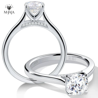 1CT Moissanite Engagement Ring S925 Sterling Silver White Gold Plated
