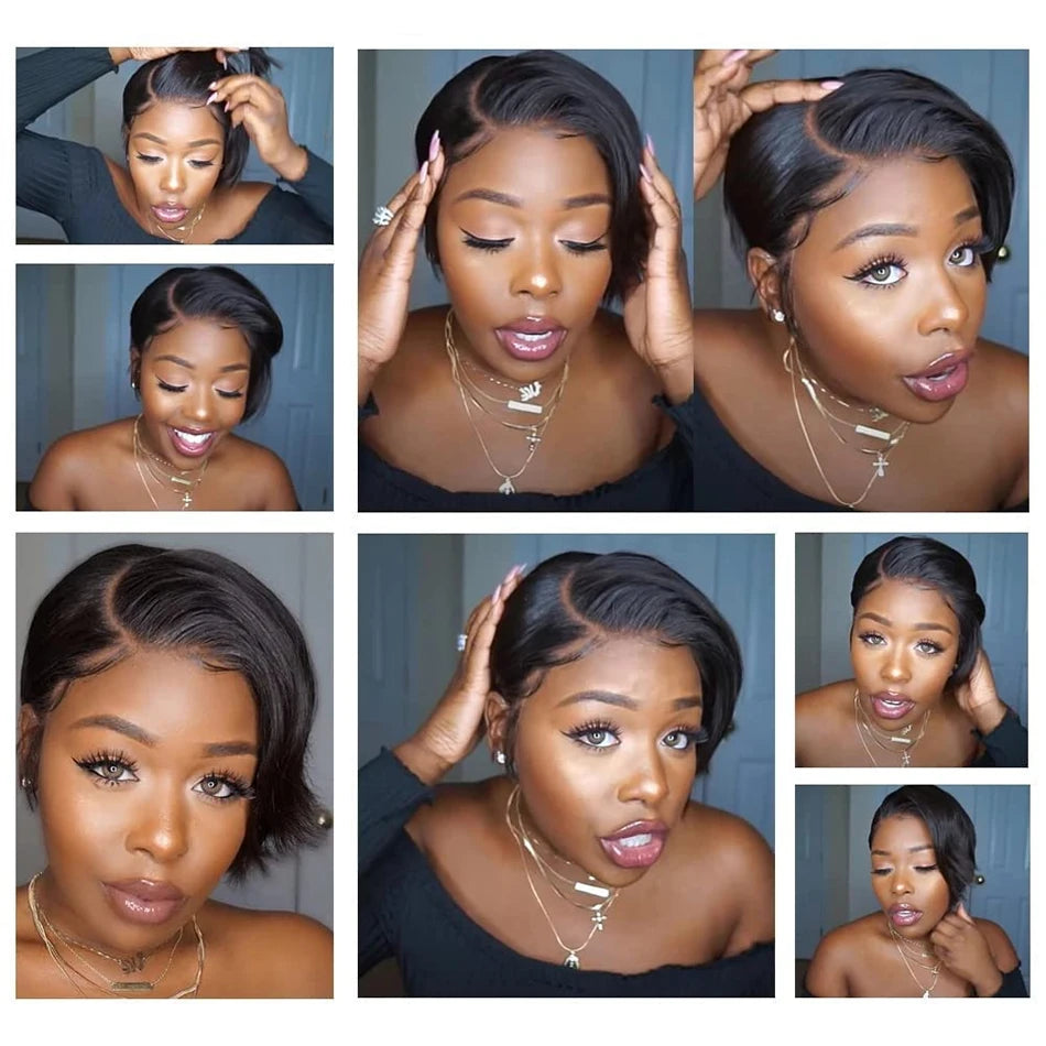 Straight Pixie Cut Human Hair Wig all size