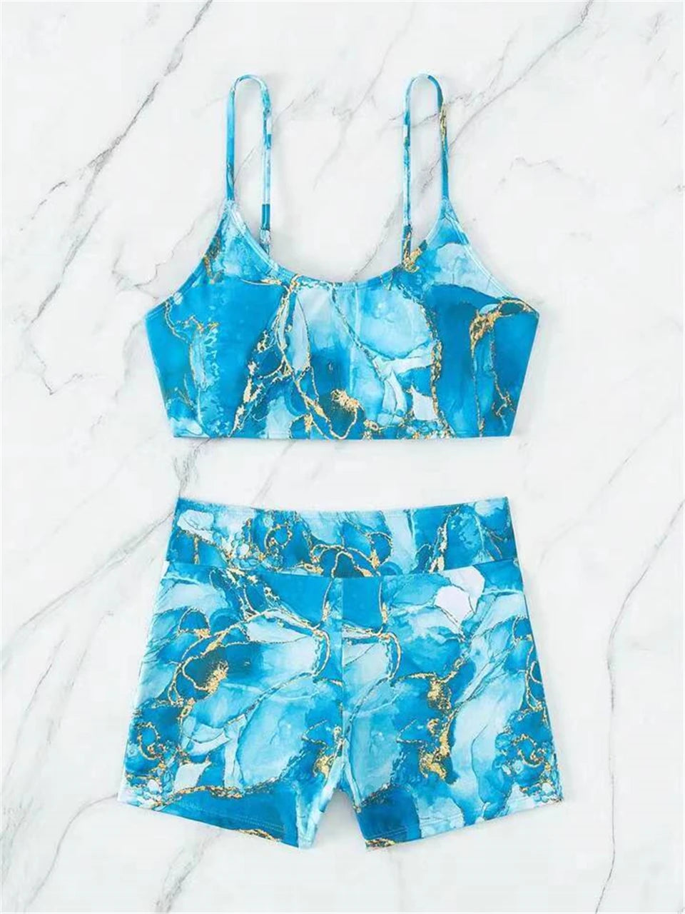 Two Pieces Marble Print Swimwear 2026