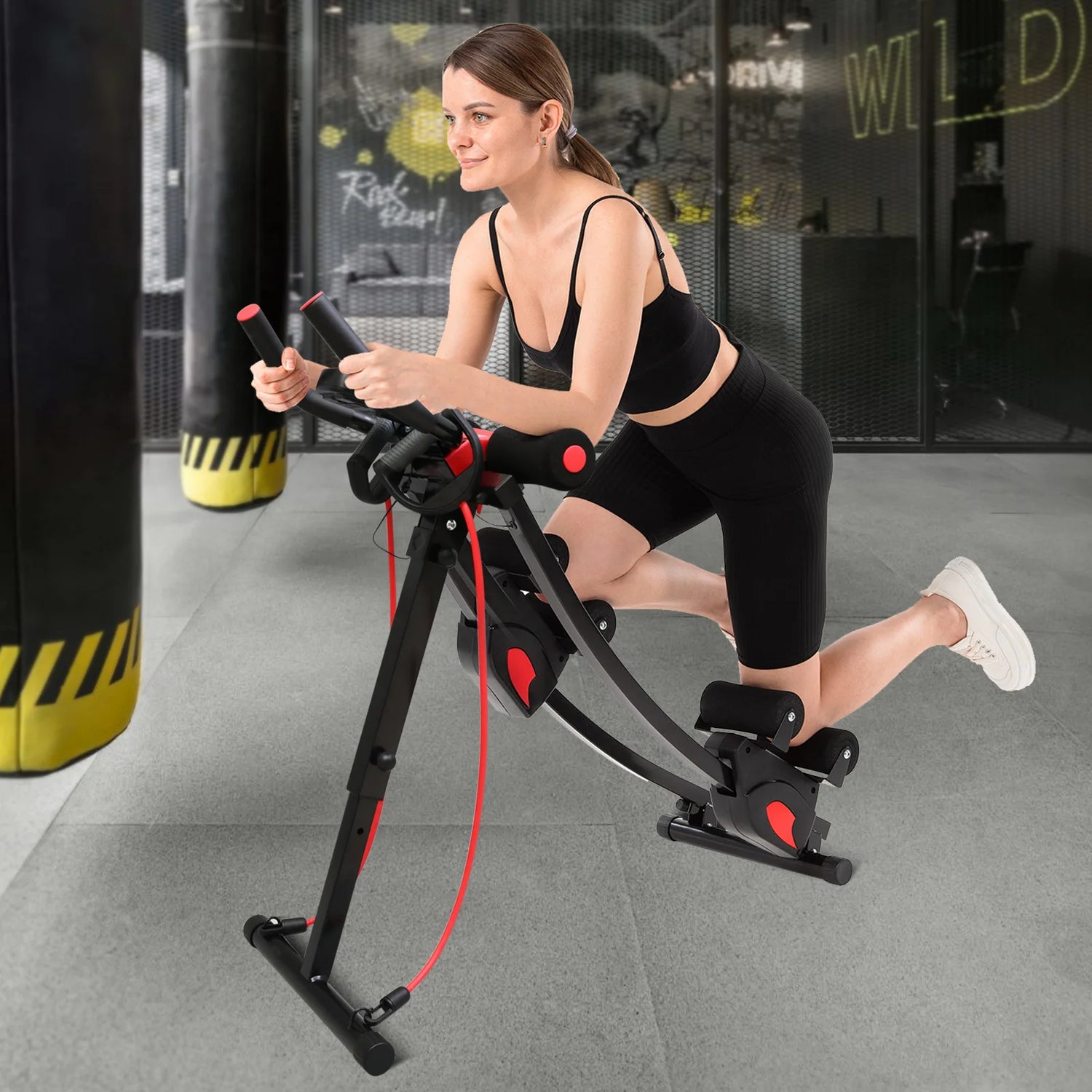 Dual Track Fitness Ab Machine Ab Cruncher Adjustable Height