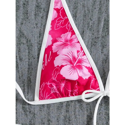 Elegant Floral Color Block Swimsuit Women 2026 Bikini Three-Piece