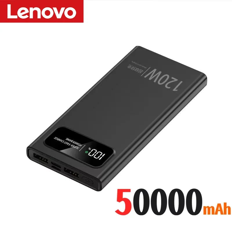 Lenovo 50000mAh  Power Bank 120W Fast Charge LED Digital Display