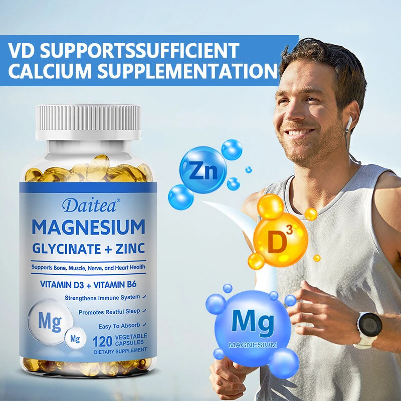 Daitea Magnesium and Zinc Capsules - Magnesium Glycinate Supplement