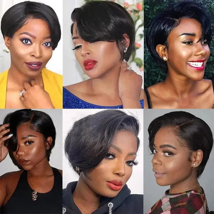 Straight Pixie Cut Human Hair Wig all size