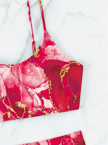 Two Pieces Marble Print Swimwear 2026