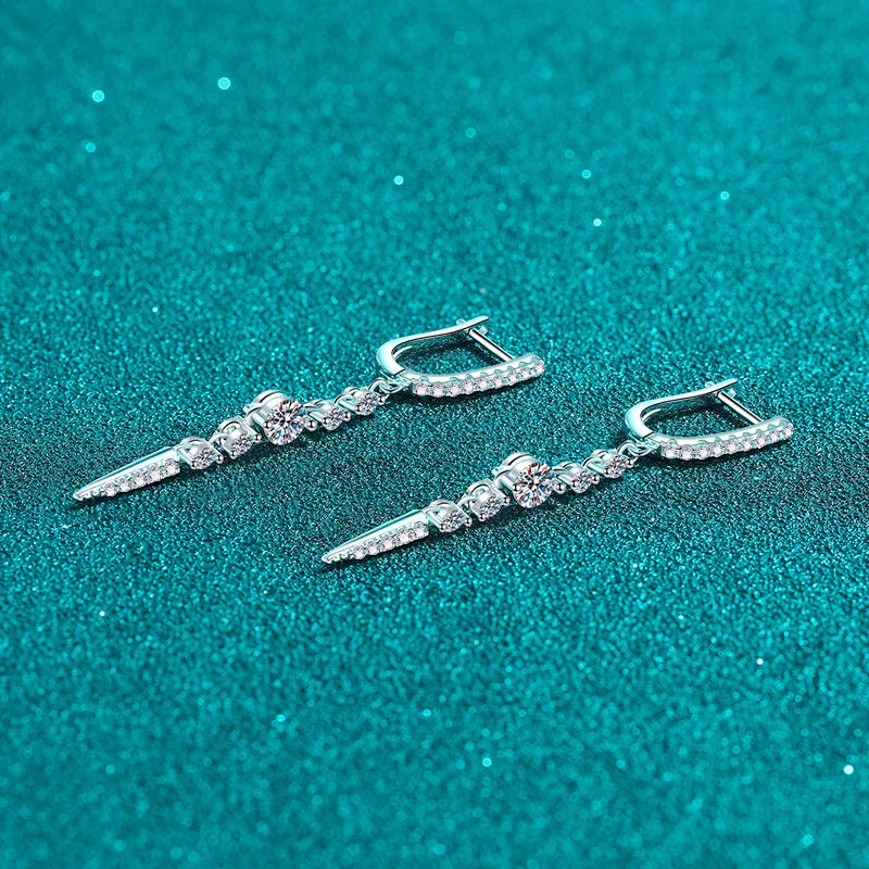 1.118 ct D Color Moissanite S925 Silver Drop Earring