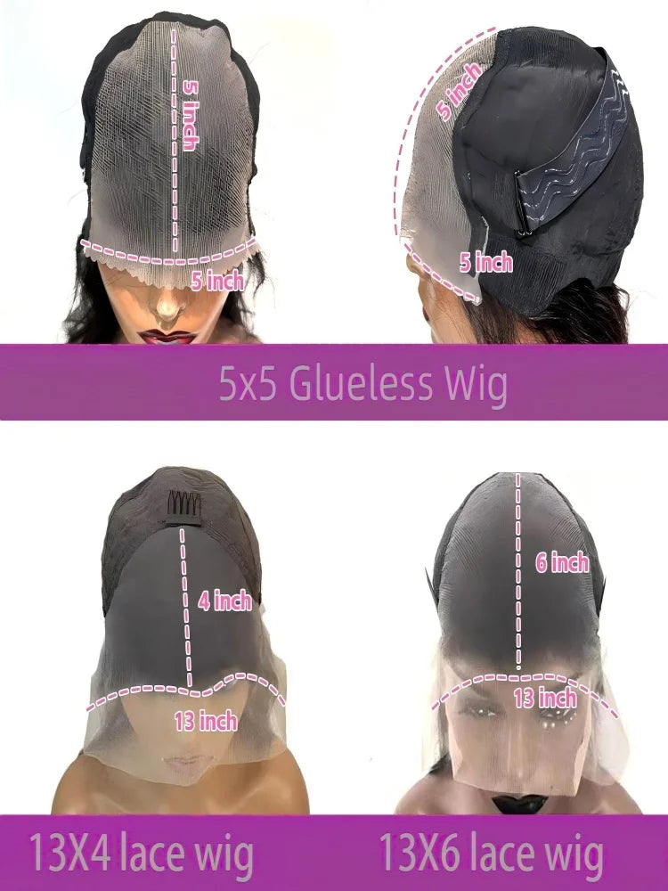 13x6 HD Lace Frontal Human Hair Wig 5x5 all size