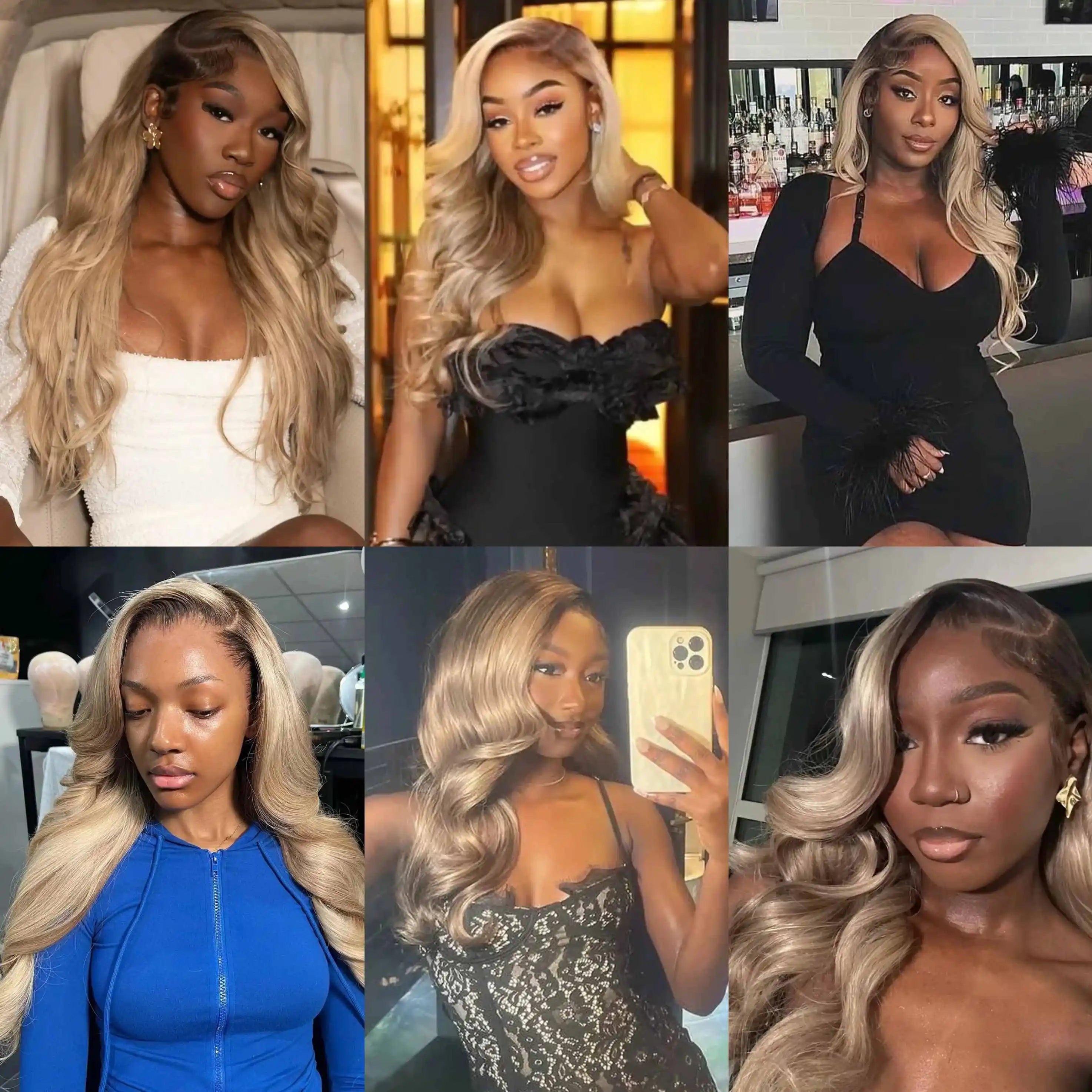 180 Density Brown Roots Ash Blonde Body Wave Lace Frontal