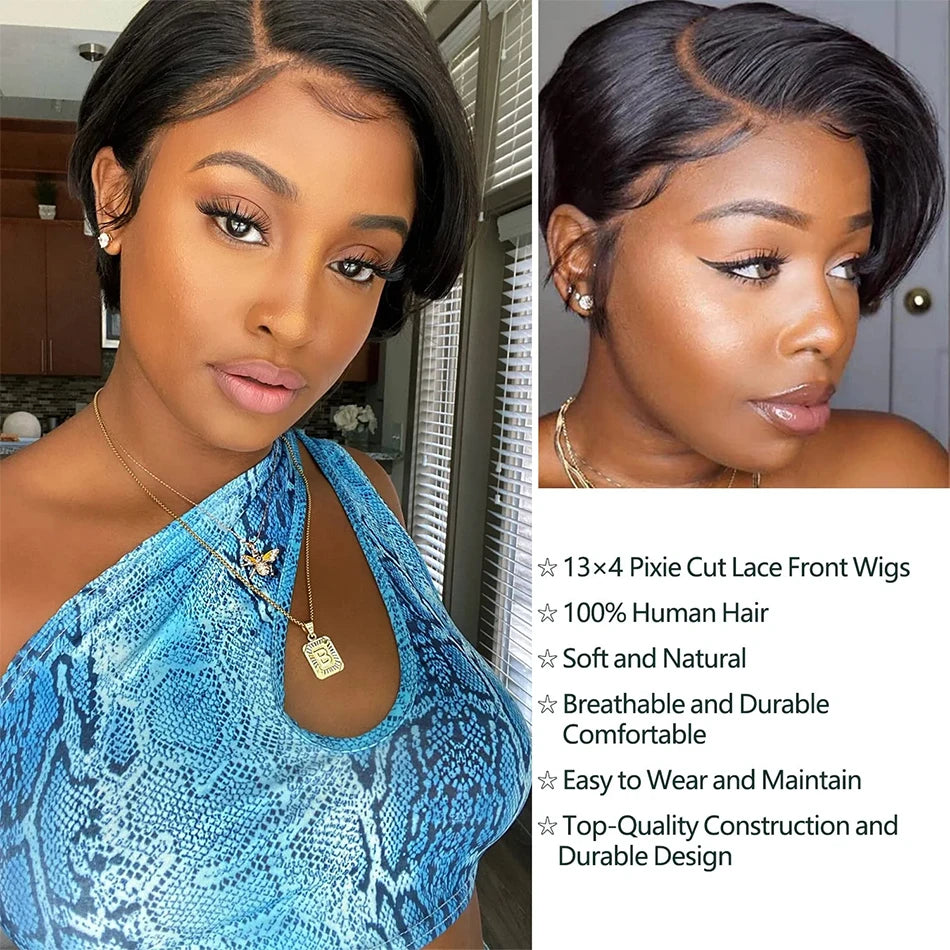 Straight Pixie Cut Human Hair Wig all size