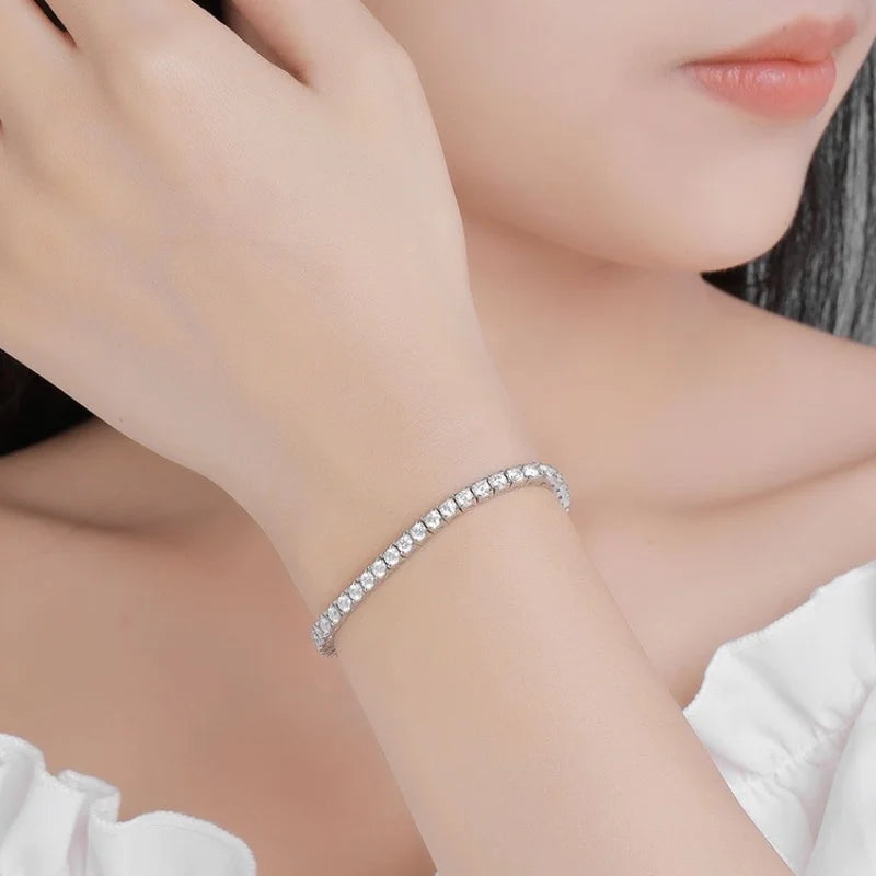 Moissanite Tennis Bracelet 925 Sterling Silver Plated 18K Gold with GRA