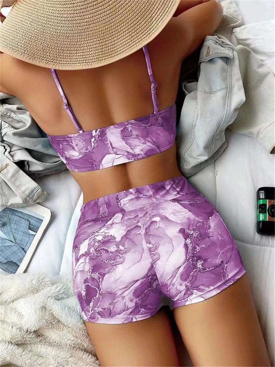 Two Pieces Marble Print Swimwear 2026