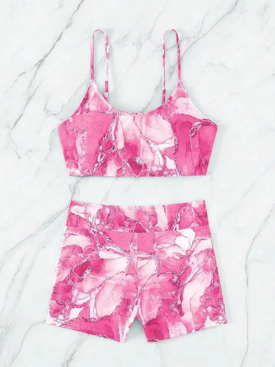 Two Pieces Marble Print Swimwear 2026