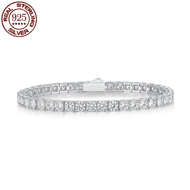 Moissanite Tennis Bracelet 925 Sterling Silver Plated 18K Gold with GRA