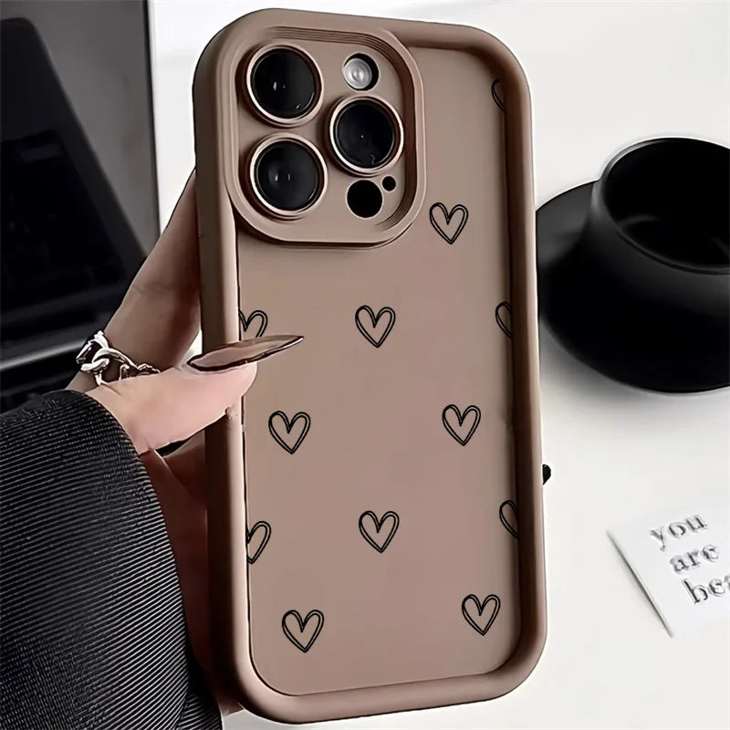 Love Heart Phone Case For iPhone  17 16 15 11 12 13 Pro Max