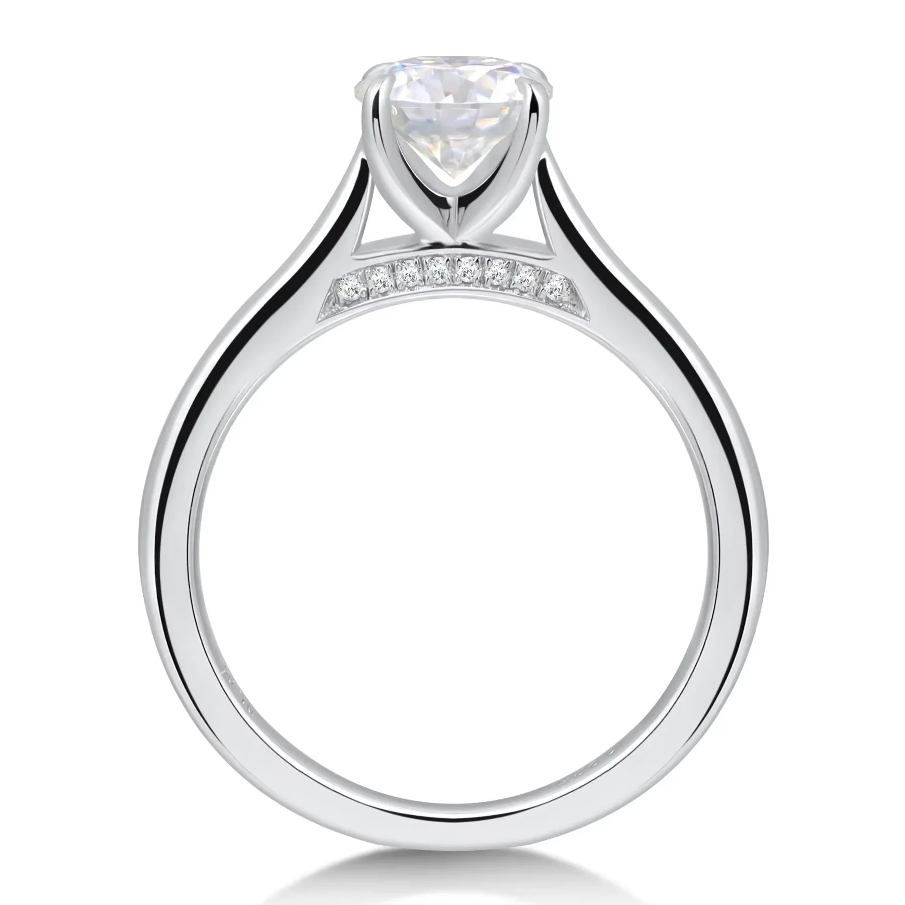 1CT Moissanite Engagement Ring S925 Sterling Silver White Gold Plated
