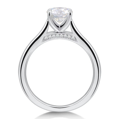 1CT Moissanite Engagement Ring S925 Sterling Silver White Gold Plated