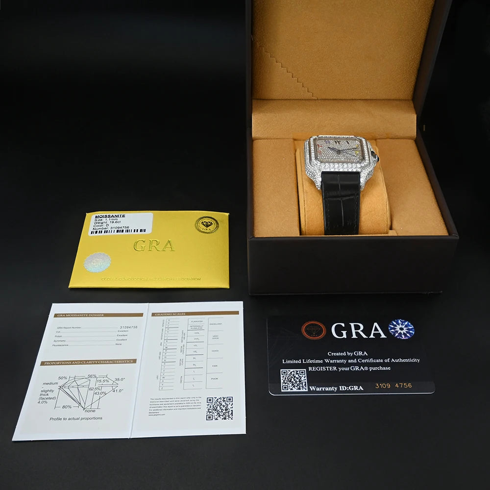 Moissanite Watch Stainless Steel Mechanical Automatic Iced Out
