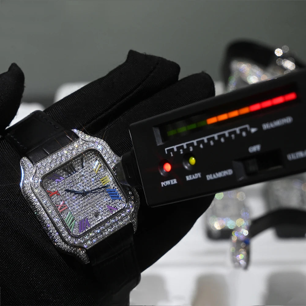 Moissanite Watch Stainless Steel Mechanical Automatic Iced Out