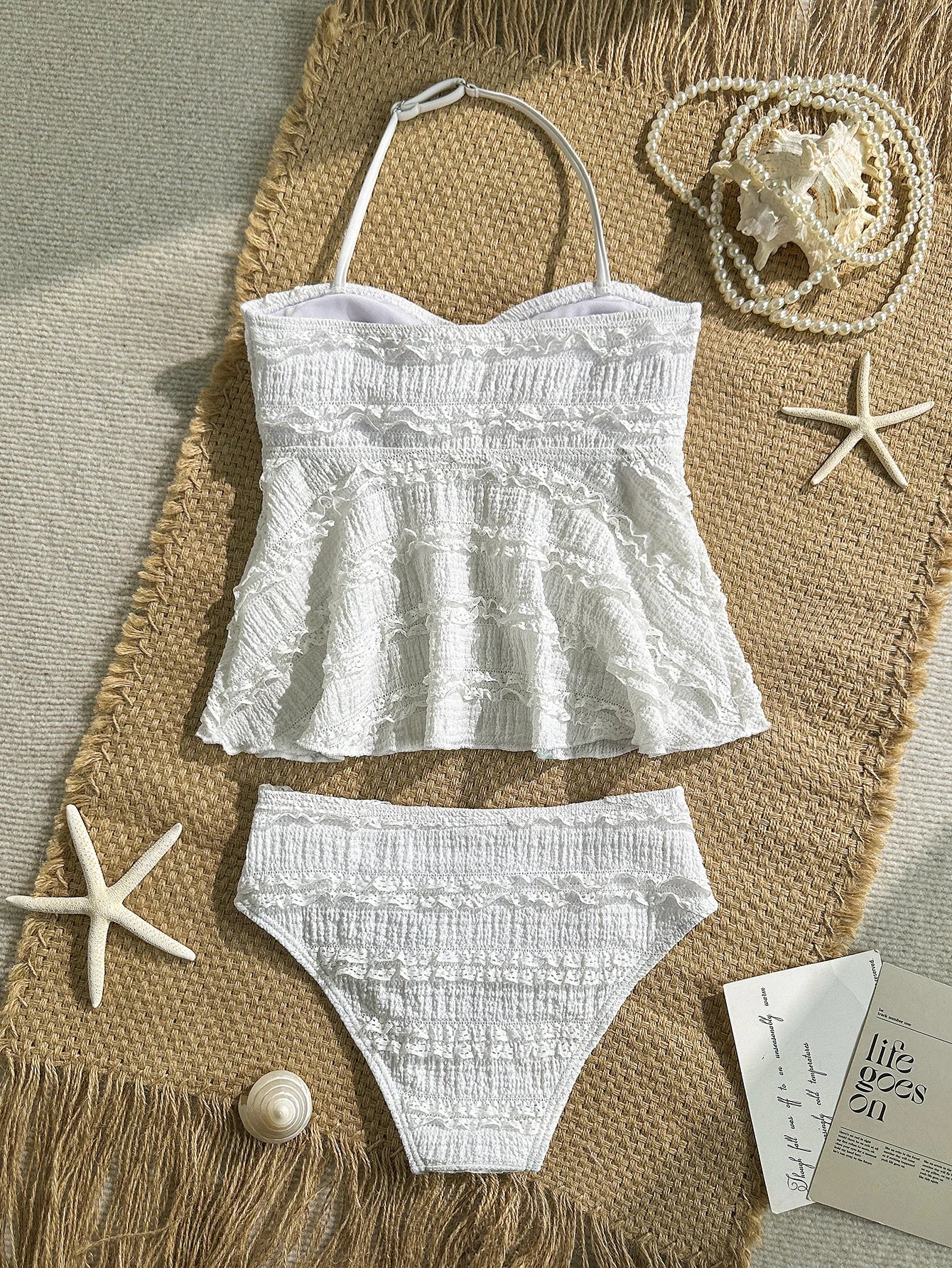 2pcs Tween Girl Black White Color Bikini Swimsuit Set Solid Color