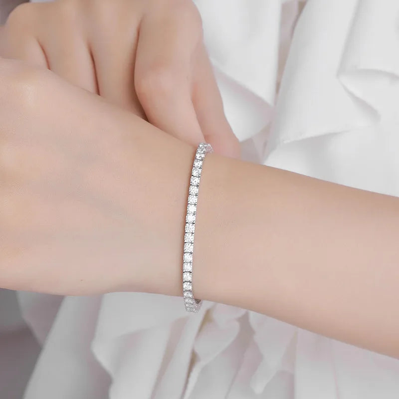 Moissanite Tennis Bracelet 925 Sterling Silver Plated 18K Gold with GRA
