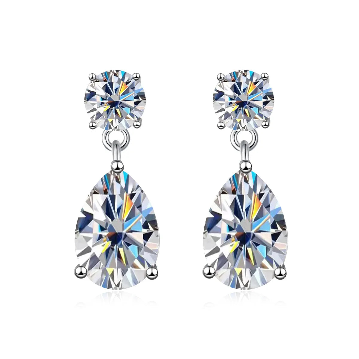 100% Genuine Droplet Full Moissanite Earrings GRA Certificate S925 Silver