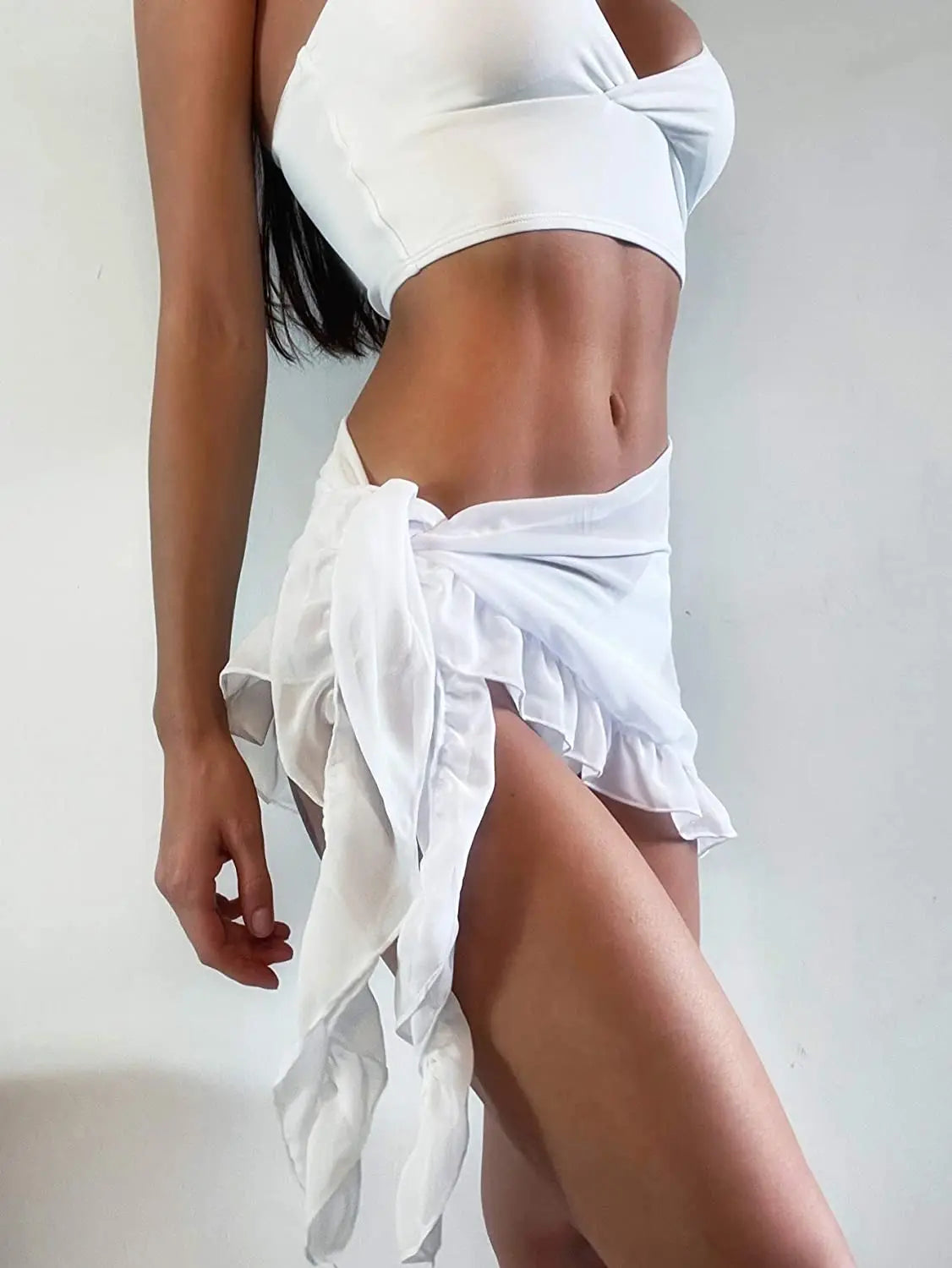 Womens Long&amp;Short Sarong Swimsuit Coverups