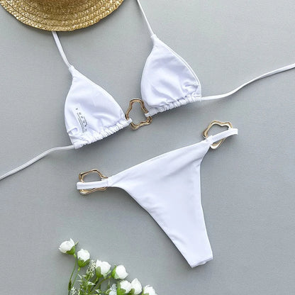 Sexy Bikinis Set Women Swimsuit Metal Buckle