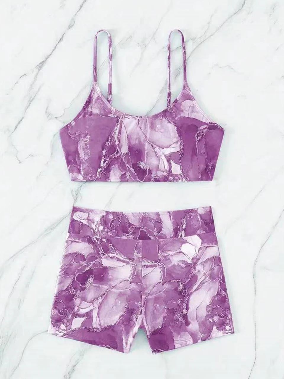 Two Pieces Marble Print Swimwear 2026