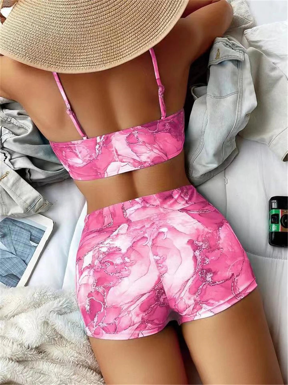 Two Pieces Marble Print Swimwear 2026