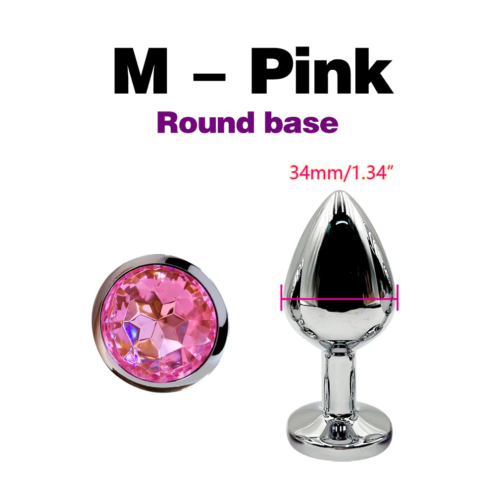 Metal Anal Plug With Gem Base