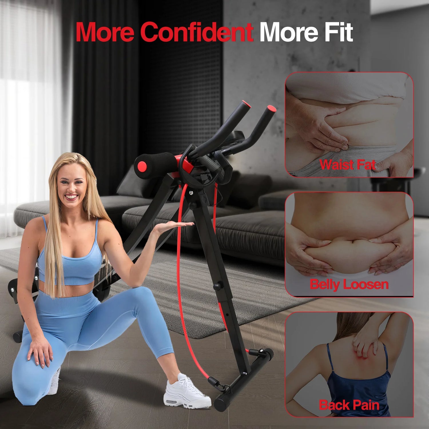 Dual Track Fitness Ab Machine Ab Cruncher Adjustable Height