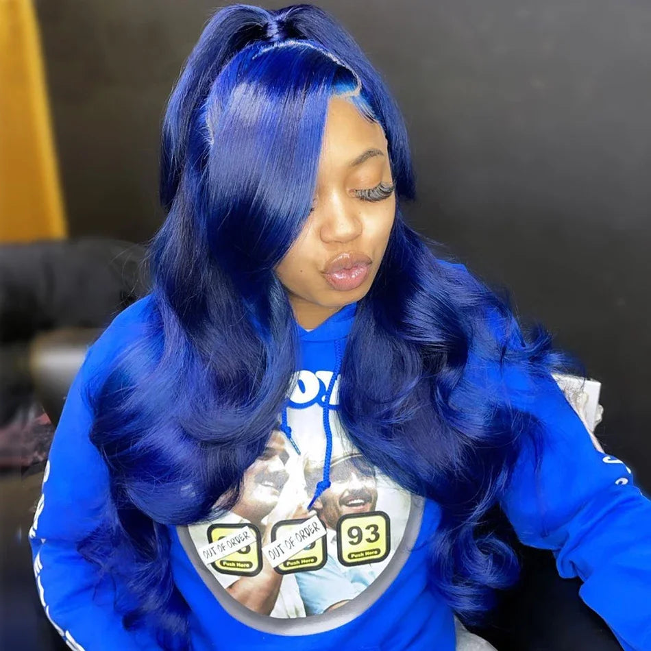 Navy Blue Lace Front Body Wave Human Hair