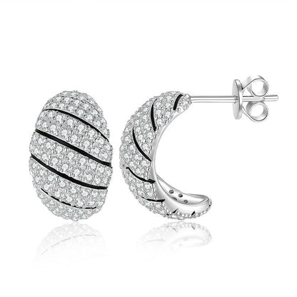 Full Diamond Moissanite Earrings S925 Sterling Silver 18K Gold-Plated