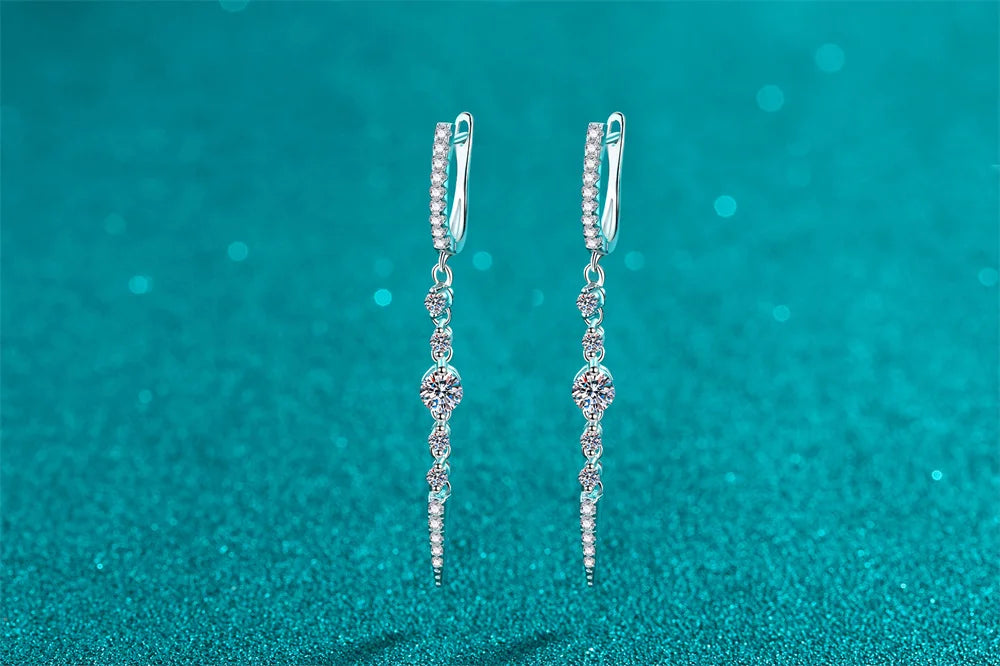 1.118 ct D Color Moissanite S925 Silver Drop Earring
