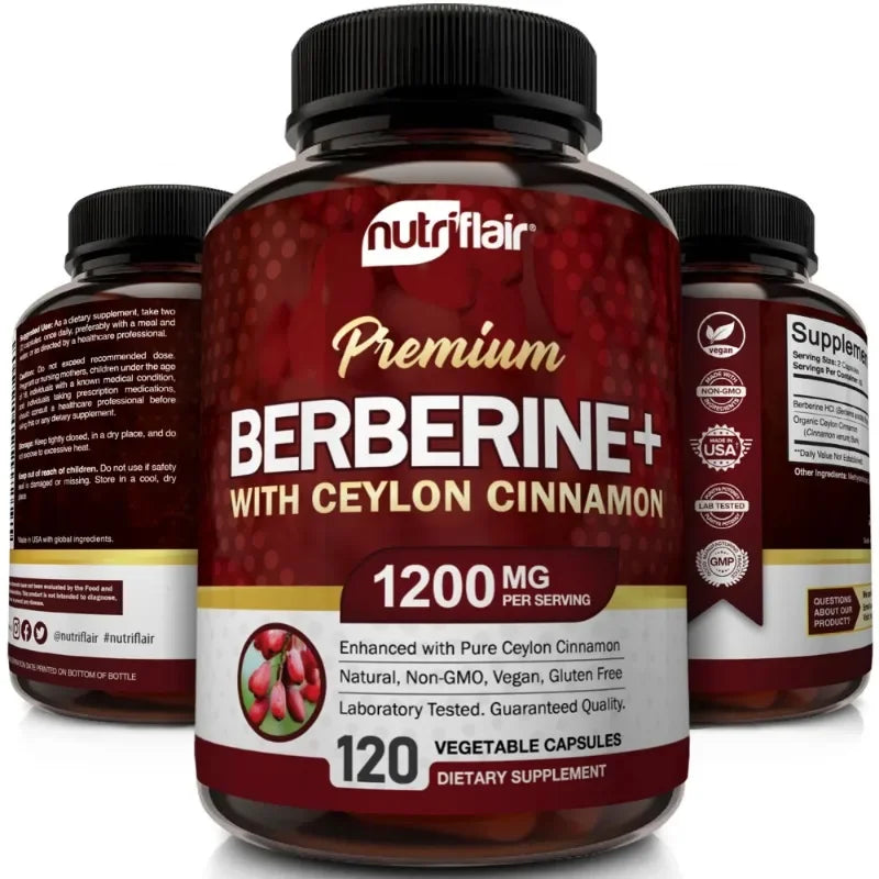 Premium Berberine HCl 1200mg- Ceylon Cinnamon Supplement