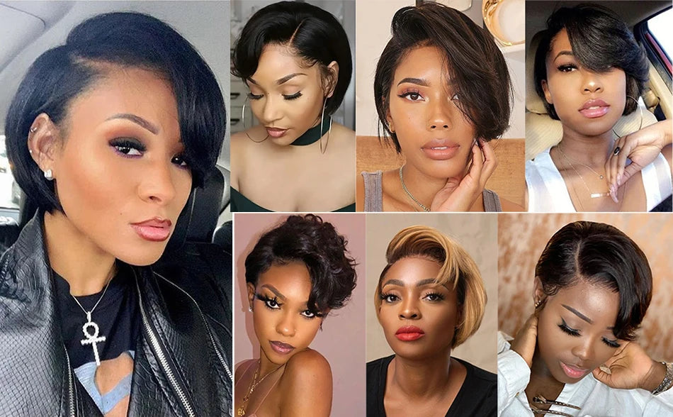 Straight Pixie Cut Human Hair Wig all size