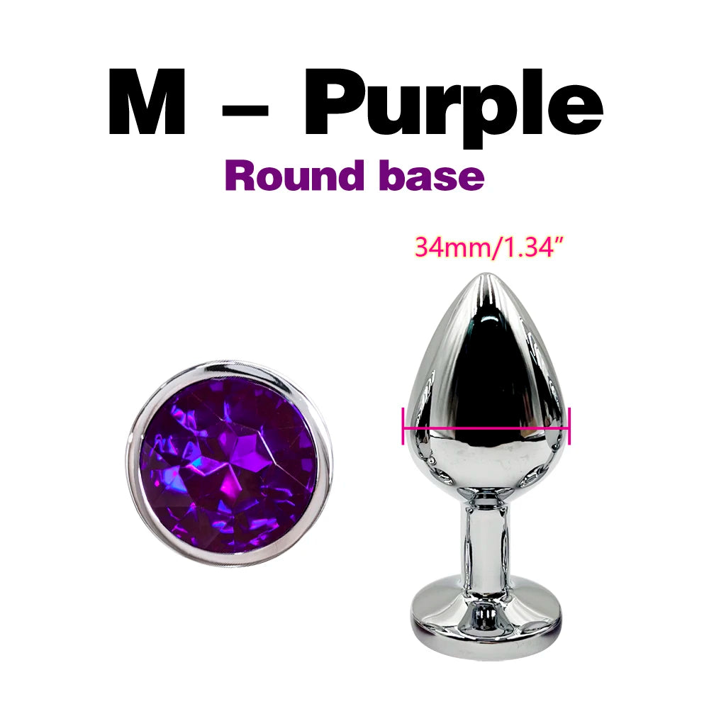 Metal Anal Plug With Gem Base