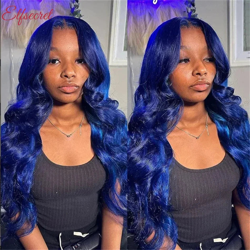 Navy Blue Lace Front Body Wave Human Hair