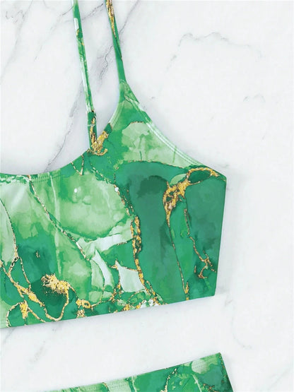 Two Pieces Marble Print Swimwear 2026