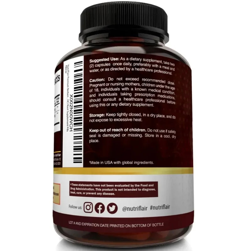Premium Berberine HCl 1200mg- Ceylon Cinnamon Supplement