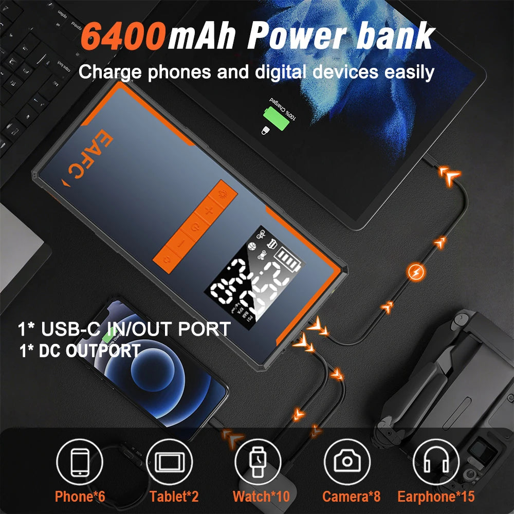 1200A Peak Car Jump Starter &amp;150PSI Air Pump 12V Portable Power Bank