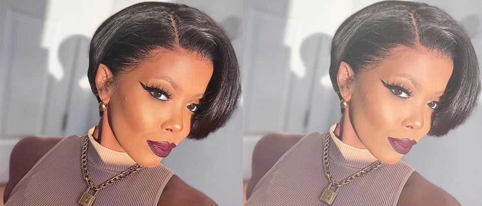 Straight Pixie Cut Human Hair Wig all size