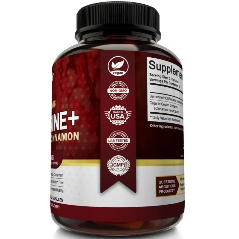 Premium Berberine HCl 1200mg- Ceylon Cinnamon Supplement